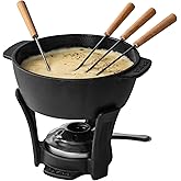 BOSKA Fondue Pot Set Party Pro - Cast Iron Fondue Set - Durable Fondue Pot inc. Burner and 4 Forks - for All Type of Stoves - Cheese Fondue Melts smoothly Every time