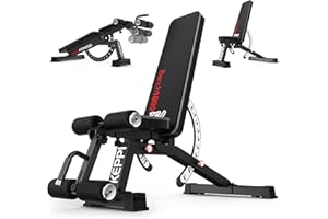 Keppi 1200LB Weight Bench, Heavy Duty Bench1000 PRO Adjustable Workout Bench Press Set for Home Gym Strength Training, Removable Foot Catch for Incline Flat Decline Sit Up Bench for Full Body Fitness