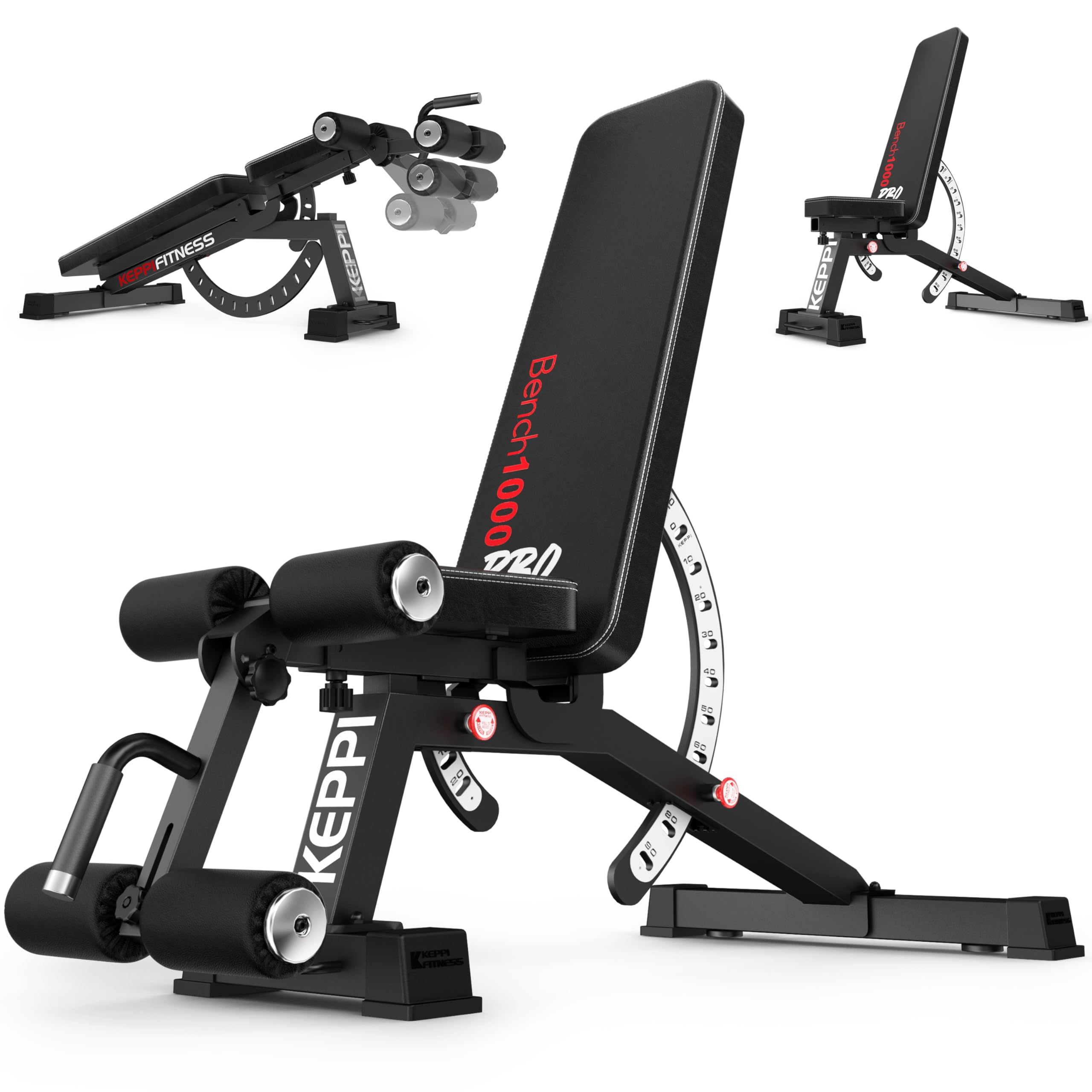 Photo 1 of Keppi 1200LB Weight Bench, Heavy Duty Bench1000 PRO Adjustable Workout Bench Press Set for Home Gym Strength Training, Removable Foot Catch for Incline Flat Decline Sit Up Bench for Full Body Fitness