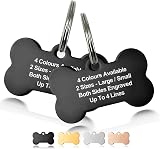 Padding Paws Personalised Engraved Dog Tag ID Tag Black Bone L