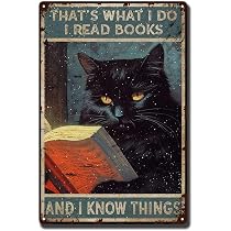 Funny Black Cat Tin Sign - Retro Metal Wall Decor 8x12 Inches Vintage Style