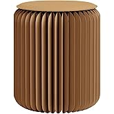 NOONTIDE Folding Stool - 17Inch Home Furniture 660lb Load Capacity Foldable Paper Stool Eco-Friendly Kraft Paper Honeycomb Design,Foldable to 1.2",Brown Modern Minimalist Stool for Living Room(Brown)