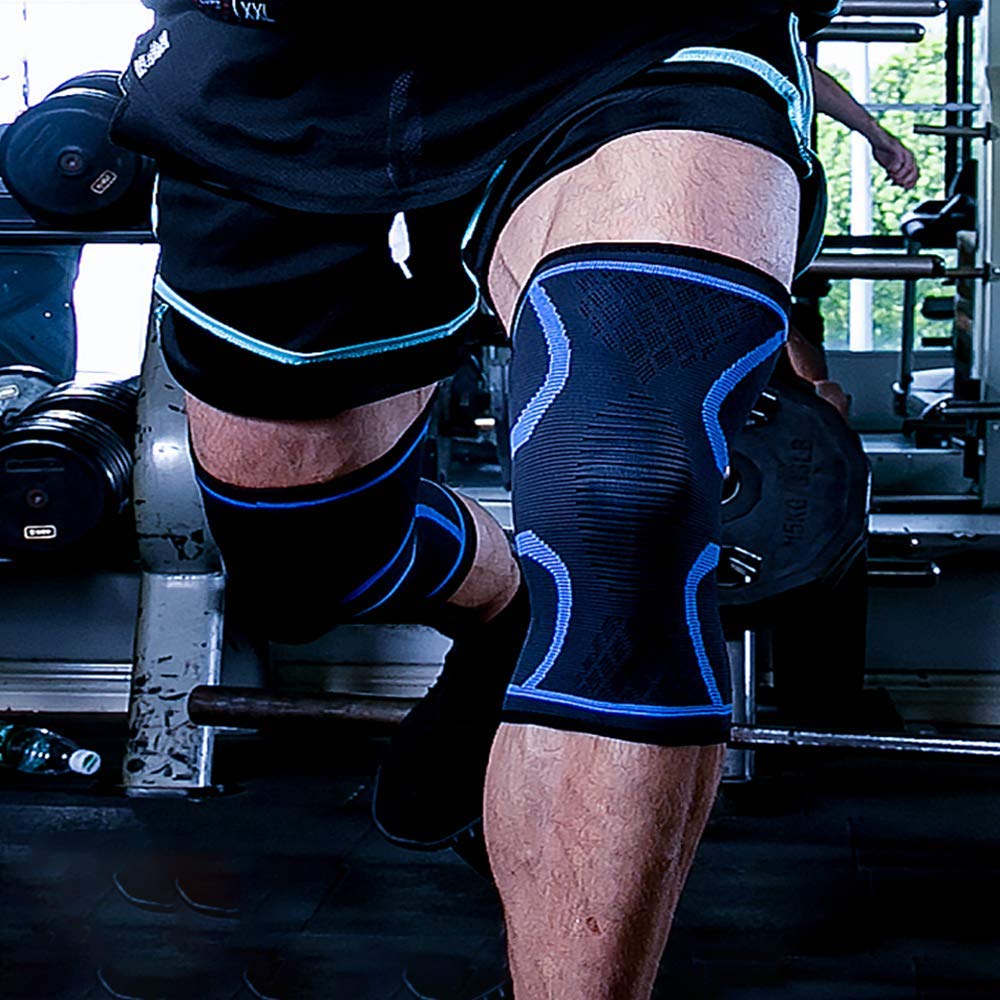 WJASI Knee Support Brace, Anti Slip Super Elastic Breathable Knee Pads Compression Sleeve for Running,Arthritis, ACL, Meniscus Tear, Sports, Joint Pain Relief and Injury Recovery (2 Piece) by WJASI