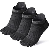 VWELL Toe Socks for Men/Women, COOLMAX Five Finger Socks, High Performance Athletic Toe Socks No Show (3Pairs)