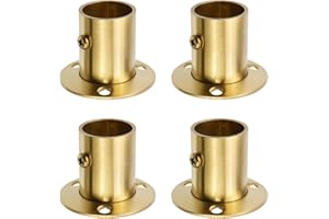 Antrader 4-Pack Stainless Steel Closet Rod Flange- 1 Inch Diameter Adjustable Socket Bracket Support Holder for Pipe, Gold