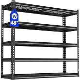 VDEVY 48" W Garage Shelving Heavy Duty 5-Tier Storage Shelves 3030LBS | Metal Shelving Units Heavy Duty for Commercial,Pantry, Kitchen,Warehouse,Basement