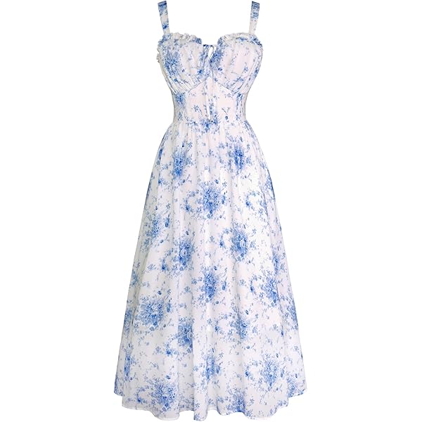 Floriesta Floral Cami Maxi Dress – Women's Long Sleeve Maxi Dress With Pockets & Spaghetti Straps - View #7