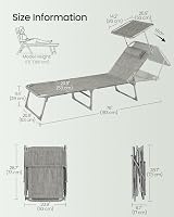 SONGMICS Sun Lounger Folding Deck Chair 193x53x29 cm 150 kg Sunshade view 7