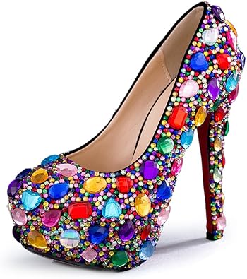 red and purple heels