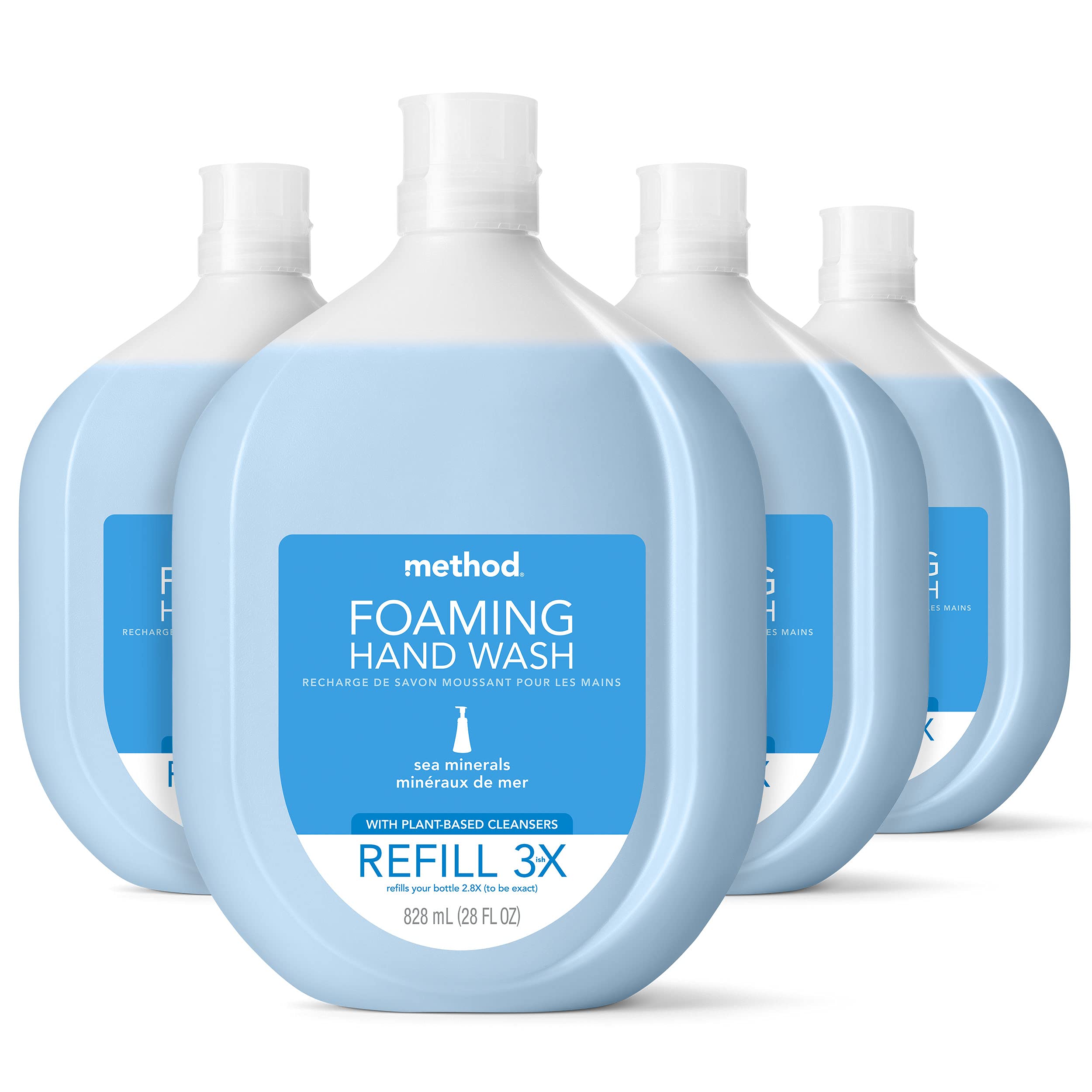 Photo 1 of Method Foaming Hand Soap Refill, Sea Minerals, Recyclable Bottle, Biodegradable Formula, 28 fl oz (Pack of 4)