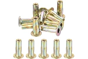 uxcell 50Pcs Multi-Grip Rivet Nut, M6 Flat Head Carbon Steel Pre-Bulbed Shank Threaded Insert Nut with Zinc Plated Finish