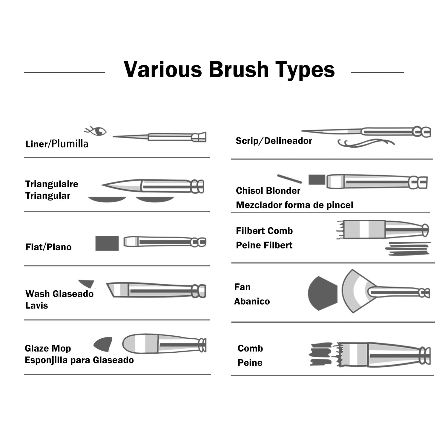 Artify 2018 New 12 Pcs Paint Brush Set with Amber Nylon Hairs Perfect for Acrylic, Oil, Watercolor, Gouache and Face Painting