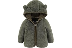 GAJAOUS Newborn Infant Baby Boys Girls Cartoon Fleece Hooded Jacket Coat with Ears Warm Todder Kids Outwear Coat Zipper Up 0-6Y