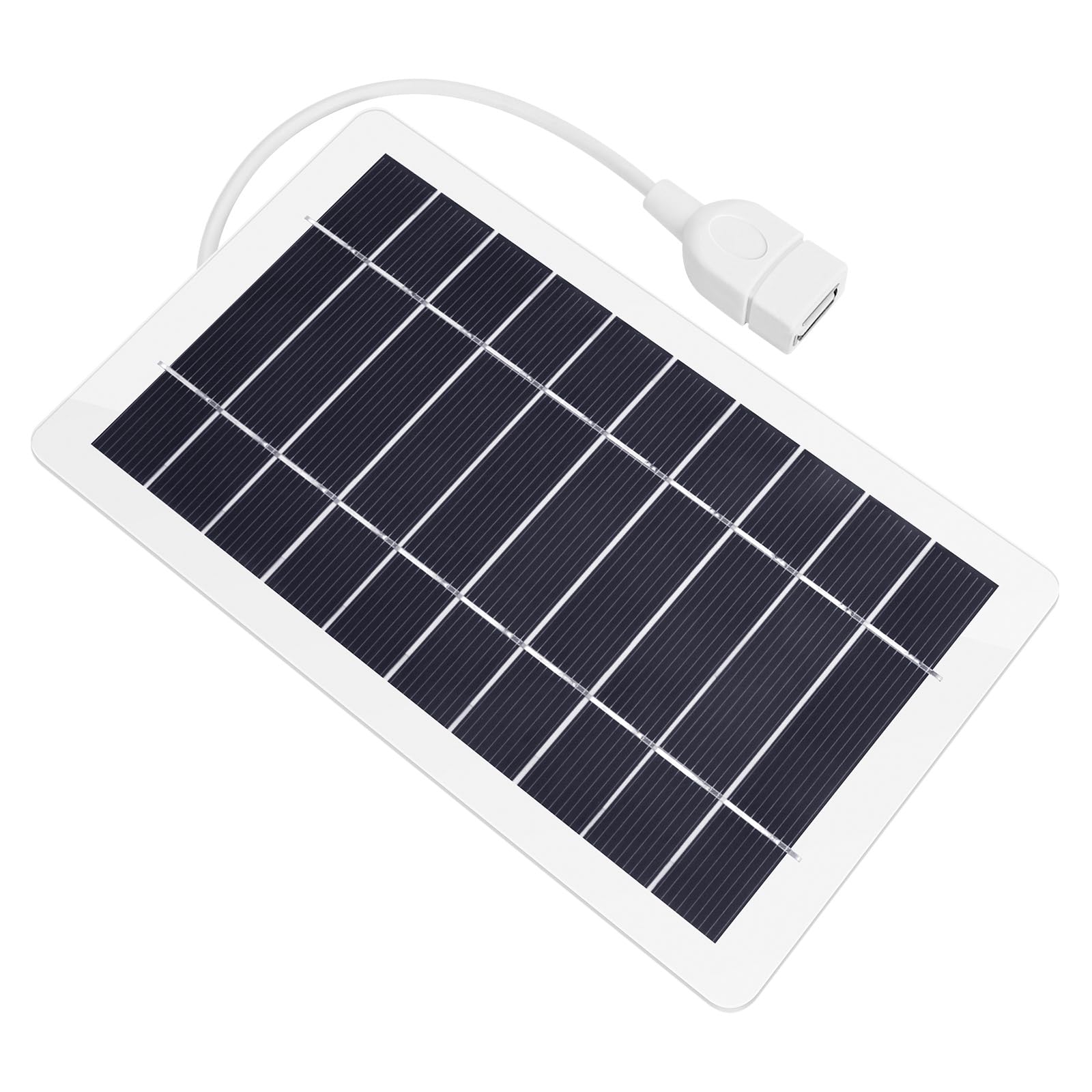 Photo 1 of USB Solar Panel Charger, Portable Solar Panel Kit for Camera, Cell Phone Charging, Camping, Hiking, Outdoor Travel 5V 5W (White 1PCS)