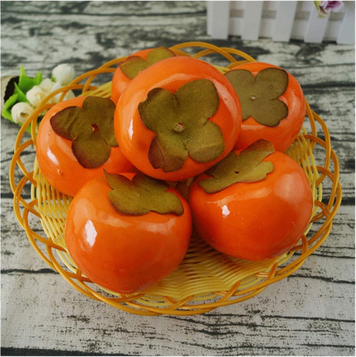 Realistic Fake Fruits 6pcs Persimmon Fruit Fake Large Berries Orange
