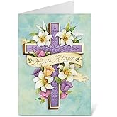 Current Easter Cross Religious Value Greeting Card Set - Value Pack of 8 Cards for Kids & Adults With White Envelopes, 1 Design Prints, Large 5" x 7" Greetings