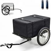 Aecskul Bike Cargo Trailer with Spring Suspension, Bicycle Wagon Cart, Handle Cart 160 lbs Load Capacity, Foldable Compact Storage，with Removable Dust Cover Wheel 16&rsquo;&rsquo;