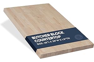 AllForWood Solid Wood Butcher Block Countertop, Butcher Block Table Top for DIY Washer Dryer/Island/Kitchen Countertop (Birch Wood - Unfinished, 36''L x 25''W x 1.5''Th)