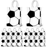 WATMTIN 18 Pcs Soccer Party Gift Bags, Soccer Pattern Gift Bag with Handle, Paper Treat Candy Goodie Bags for Soccer-Themed Party Games Sports Day Birthday Decorations Supplies