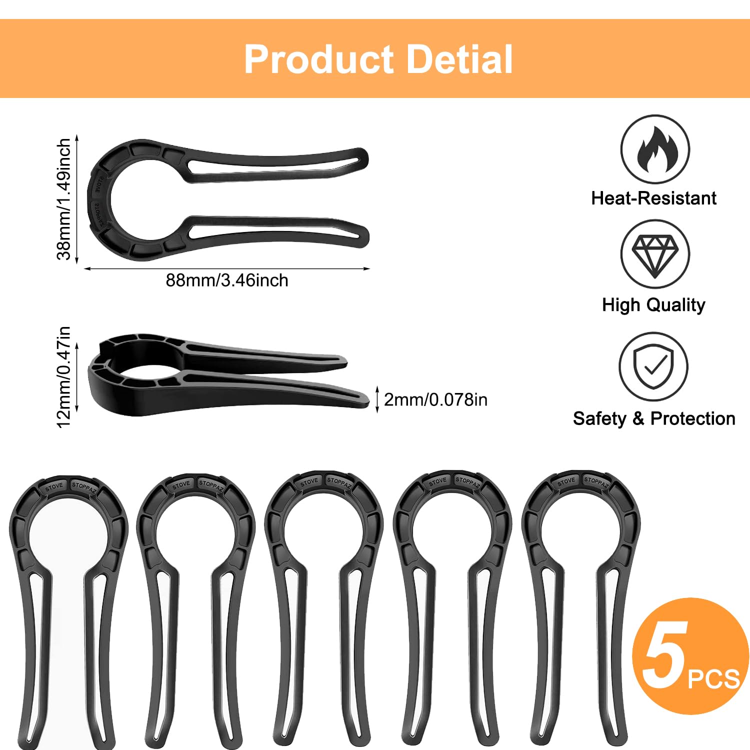 Stove Knob Covers, Door Knob Safety Cover for Kids, 5 Pcs Gas Stove Knob Locks, Oven Knob Covers for Child Pet Safety (black)
