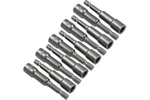 HORDION 10 Pcs 5/16 Inch/ 8mm Hex Nut Driver Magnetic Extension Socket Drill Bit Holder, Quick-Change Power Nut Driver Bit Set Hex Shank Drill Bit Holder for Electric Drill