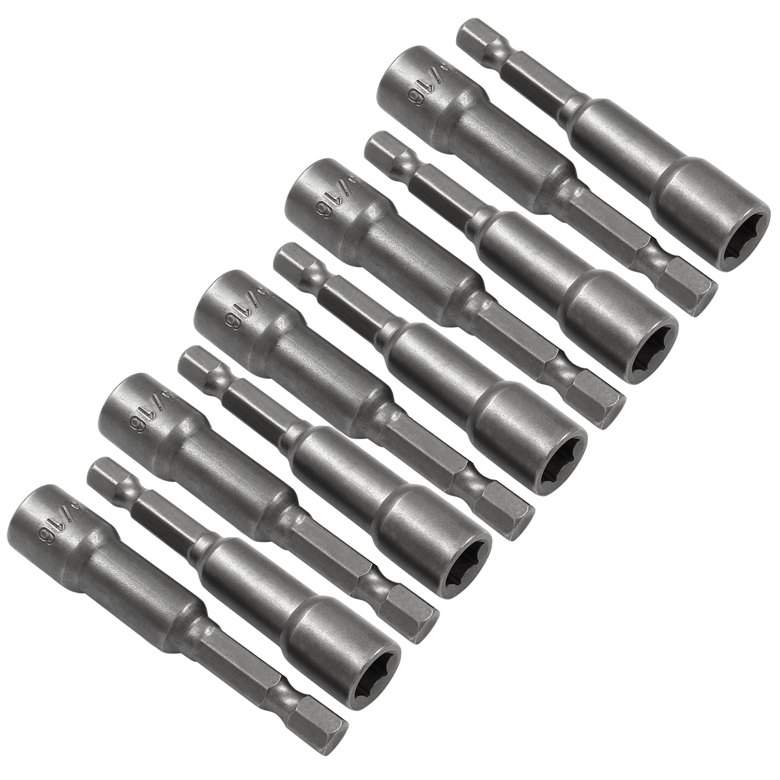 Photo 1 of 10 Pcs 5/16 Inch/ 8mm Hex Nut Driver Magnetic Extension Socket Drill Bit Holder, Quick-Change Power Nut Driver Bit Set Hex Shank Drill Bit Holder for Electric Drill