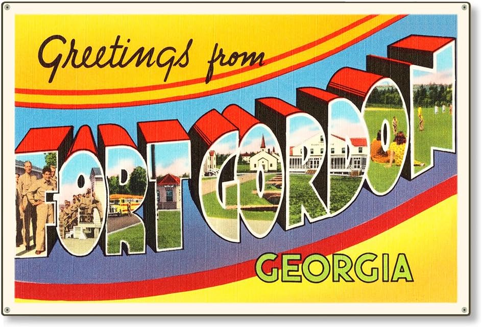 Fort Gordon Georgia GA Postcard Metal Sign Wall Decor Large Letter Travel Greetings Souvenir 36x24โ