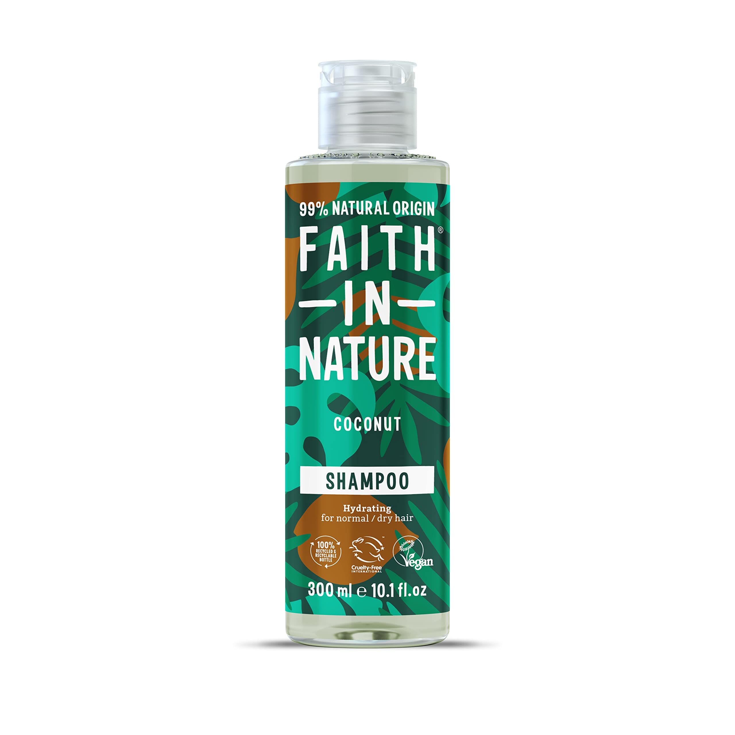 Faith In Nature 300ml Natural Coconut Shampoo, Hydrating, Vegan and Cruelty Free, No SLS or Parabens, For Normal to Dry Hair