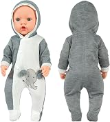 Aolso Baby Doll Clothes 14-18 Inch Hooded Jumpsuit with Coat Hanger Elephant view 4