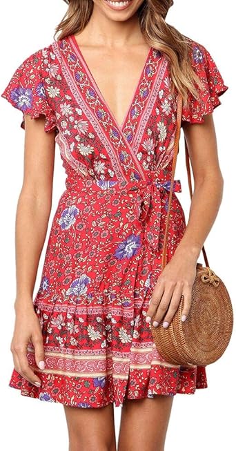 red wrap dress amazon