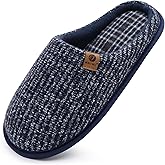 ONCAI Men's House Slippers Memory Foam Slip-On Warm Cozy Scuff Home Bedroom Shoes with Indoor/Outdoor Rubber Soles US Size 7-15