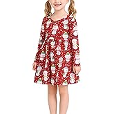 Christmas Toddler Girls Santa Claus Dress Snowman Print Dresses Long Sleeve Winter Clothes 2-8Y