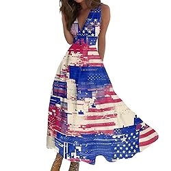 CHRATLHI Red White and Blue Dress for Women Holiday