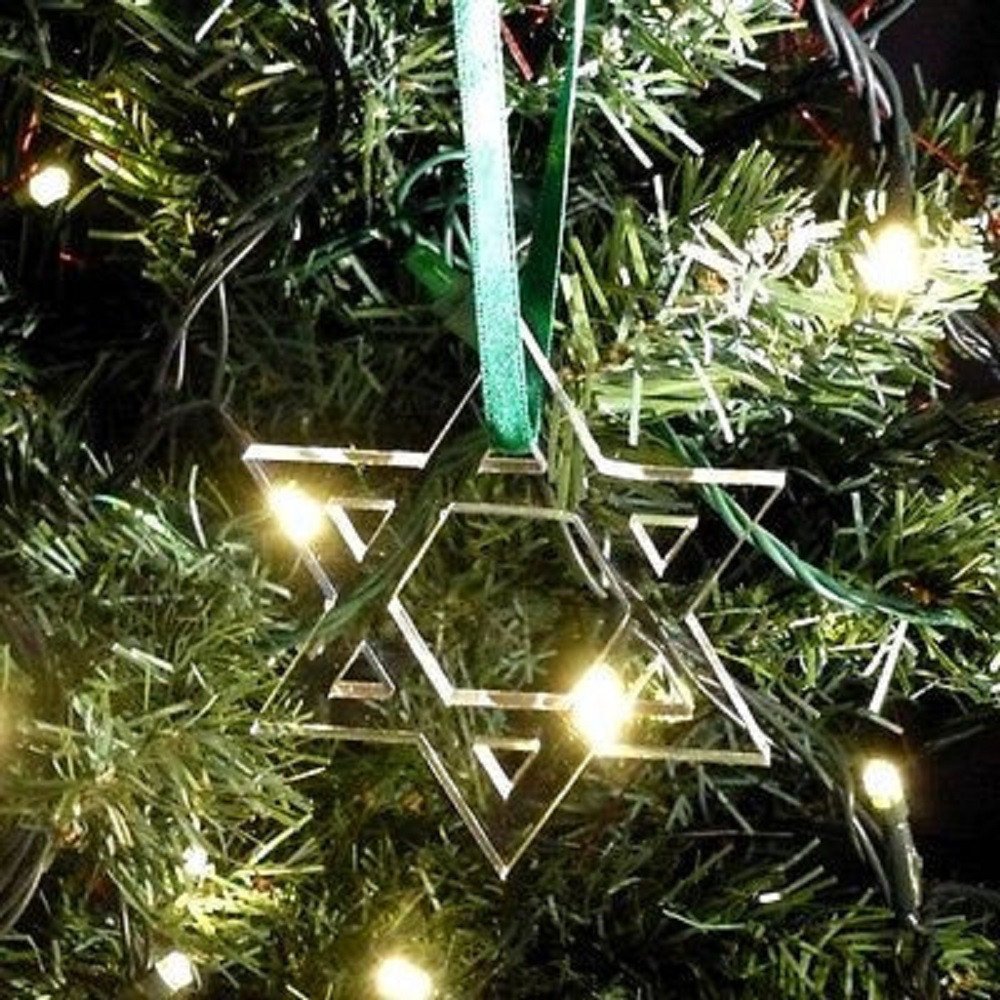 Super Cool Creations Star of David Clear Christmas Tree Decorations - Pack of 10