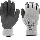 SHOWA Atlas 451 Natural Rubber Latex Palm Coated Insulated General Purpose Winter Work Glove with Poly Blend Liner, Large (12 Pair)
