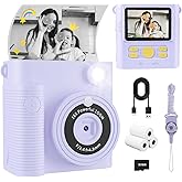 FKATEEN Kids Camera Instant Print, Christmas Birthday Gifts Girls Boys Aged 3-12, HD Digital Video Cameras Toddler, Instant Cameras for 3 4 5 6 7 8 9 10 Year Old Girls Boys with Print Paper