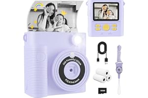 FKATEEN Kids Camera Instant Print, Christmas Birthday Gifts Girls Boys Aged 3-12, HD Digital Video Cameras Toddler, Instant Cameras for 3 4 5 6 7 8 9 10 Year Old Girls Boys with Print Paper