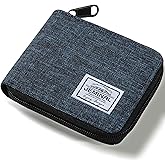 JEMINAL Zip Short Wallet for Men & Women: Boys & Girls Travel Bifold Fabric Canvas Wallet with Card Case - Women' Large Capacity Zip Wallet with Coin Purse Blue