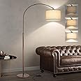 Dimmable Arc Floor Lamps for Living Room, Mid Century Floor Lamp, Antique Bronze Standing Lamp with Adjustable Hanging Shade, Tall Pole Lamp Reading Light for Bedroom, Over Couch, 9W LED Bulb Included