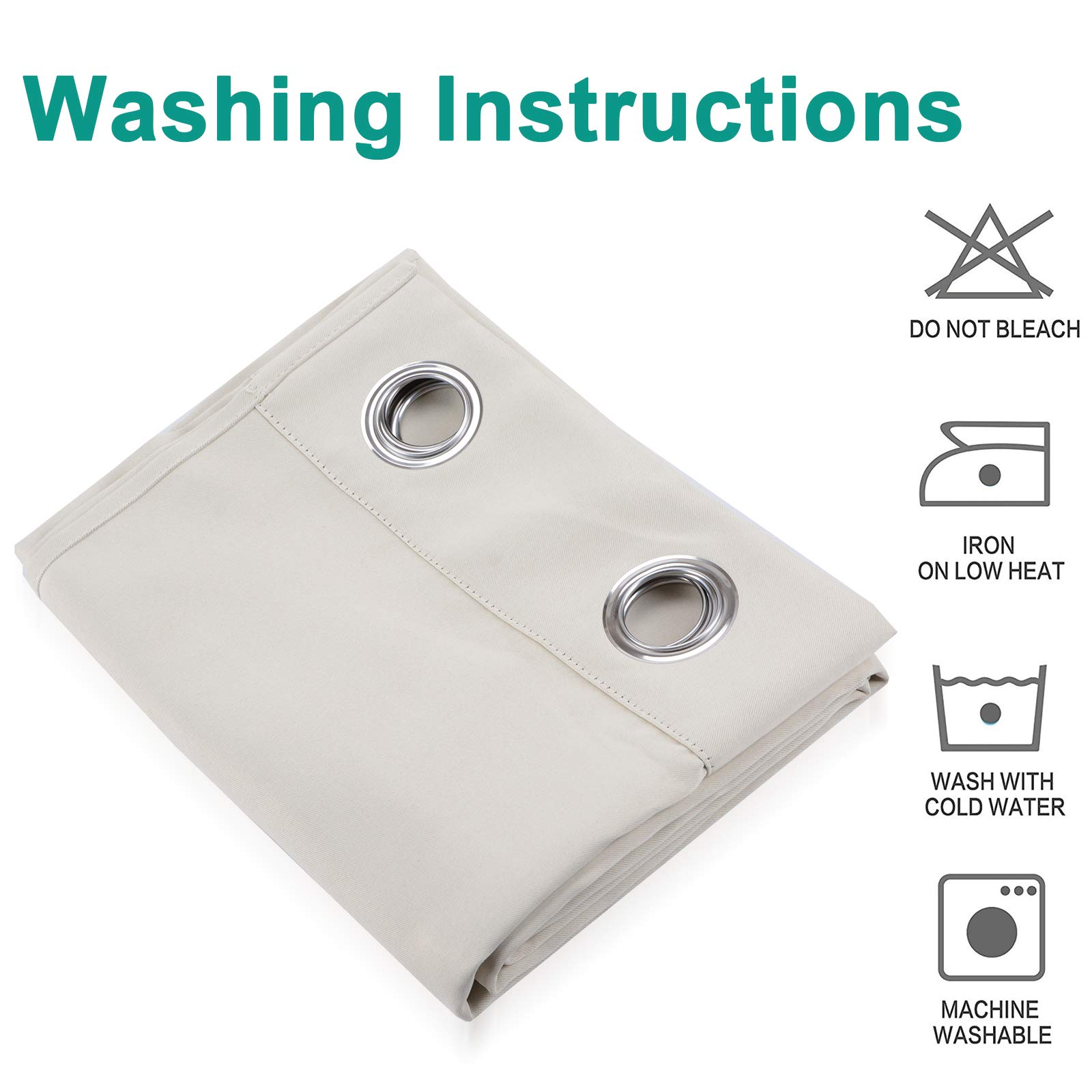 Voilarmart Blackout Curtains 52 x 63 Thermal Insulated Light Reducing Grommet Top Window Curtain Set for Bedroom, Living Room,2 Panels - Beige