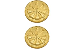 Smith & Warren Four Crossed Deputy Fire Chief Bugles On Round Disc Collar Brass Rank Insignia Gold Finish Fire Uniform Pin