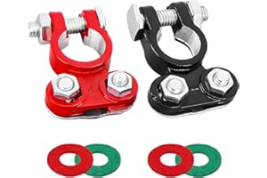 Gdnecad 2 PCS Battery Terminals Connector, Color Coded Top Post Connectors Clamps with Anti Corrosion Felt Fiber Washers, Pos