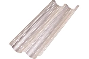 Bakeley Baguette Pans for Baking, 2 Loaves Nonstick Baguette Carbon Steel Baking Tray for French & Italian Perforated French 