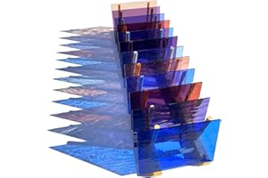 PALJOLLY 12 Sheets Transparent Stained Glass Sheet for Cathedral Art, 6 x 4 inch Glass Mosaic Tiles for Projects(Blue + Purple Mixed)