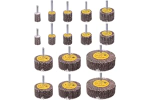 SHITIME 16 Pcs 1/4" Shank Abrasive Flap Wheel Sander, SHITIME Aluminum Oxide Cylindrical Shape Sanding Wheel for Removing and Polishing(80 Grit)