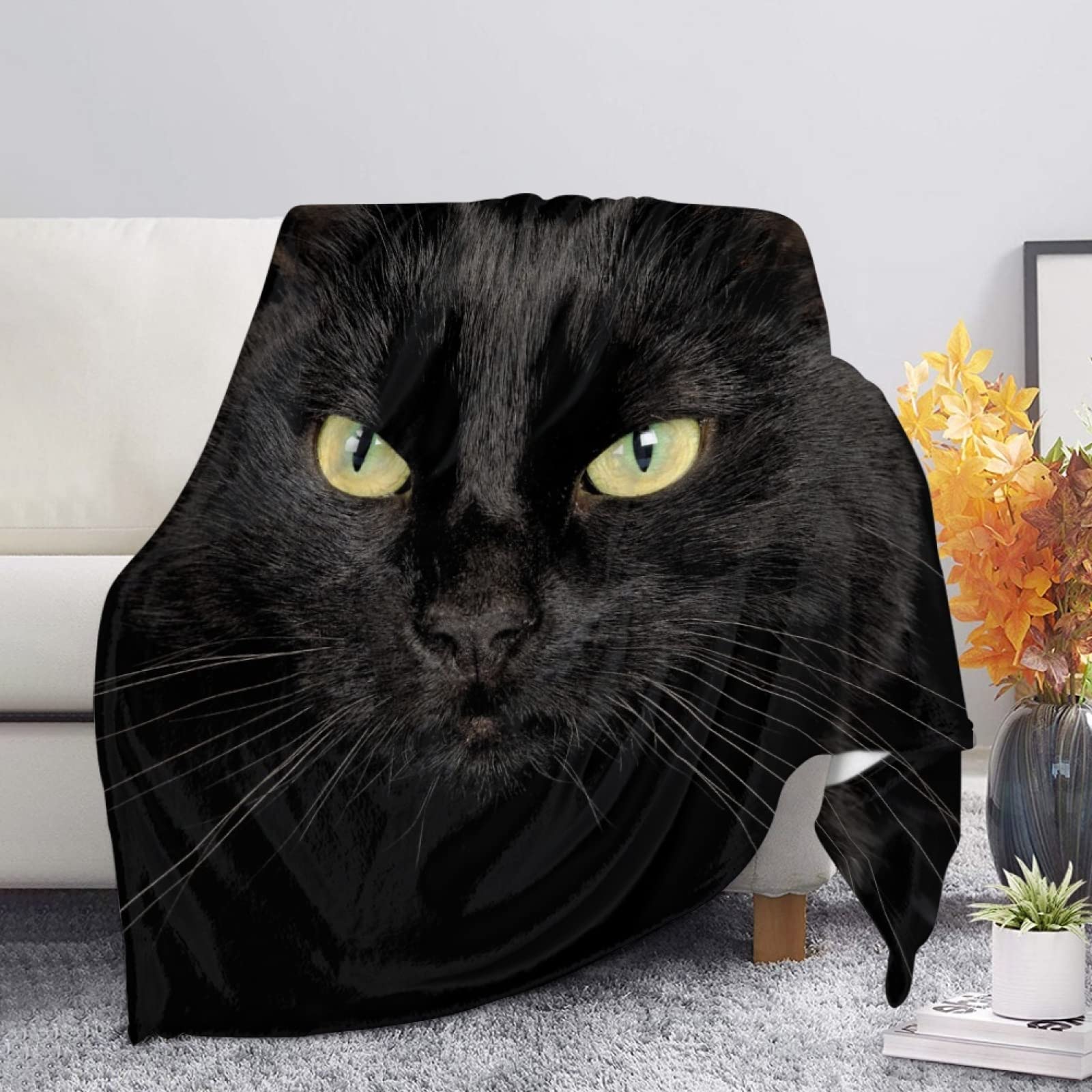 Coloranimal Cute Black Cat Throws Blankets Kids Adults Flannel Plush Soft Cozy Flufy Air-conditioning Qulits Blanket Couch Sofa,Office Naps All-season L — image 1