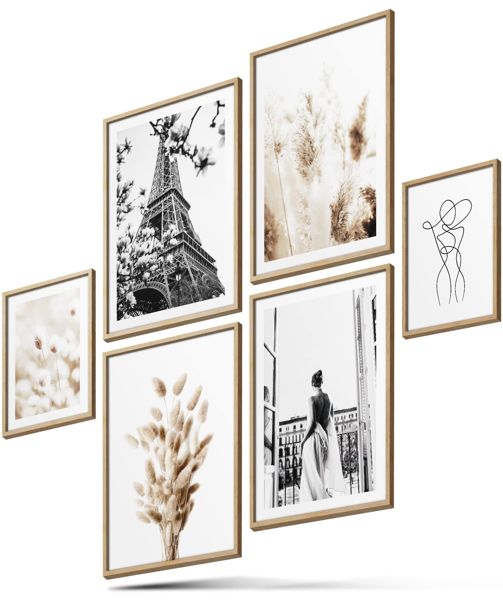 BLCKART Infinity Poster Set Love Paris - Printed on Both Sides - Premium Poster - Pictures for Wall Decoration - Size L 4 x A3 and 2 x A4