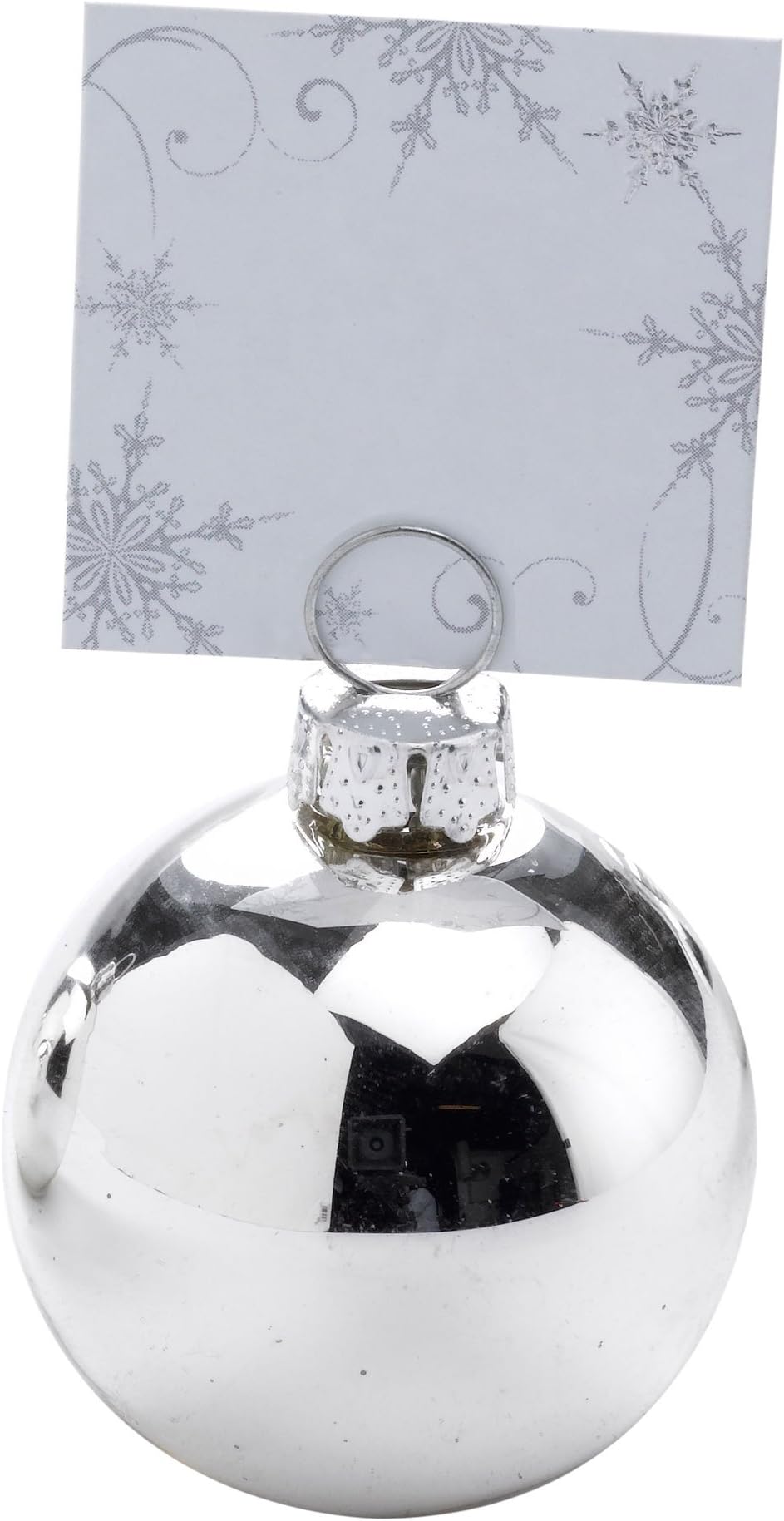 Neviti Bauble Place Card Holder-Silver, Wood, 4 x 4 x 6 cm