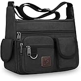 LEBULLBRO Canvas Shoulder Bag for Mens Multi-pockets 13 inch Laptop Messenger Bag Sling Bags School Crossbody Bags Travel