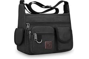 LEBULLBRO Canvas Shoulder Bag for Mens Multi-pockets 13 inch Laptop Messenger Bag Sling Bags School Crossbody Bags Travel
